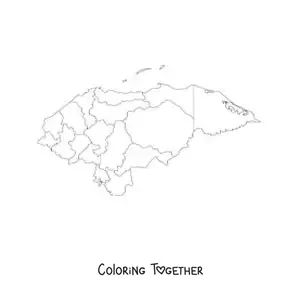 Coloring page of a political map of Honduras