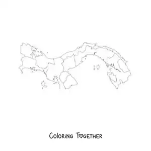 Coloring page of a political map of Panama