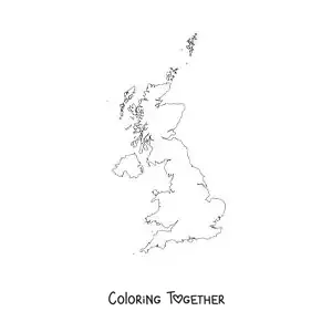 Coloring page of a political map of the United Kingdom