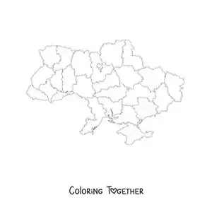 Coloring page of a political map of Ukraine
