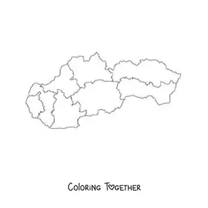 Coloring page of a political map of Slovakia