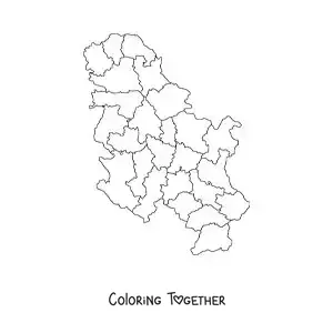 Coloring page of a political map of Serbia