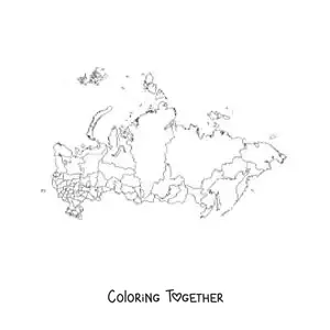 Coloring page of a political map of Russia