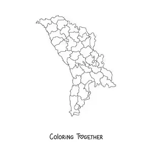 Coloring page of a political map of Moldova