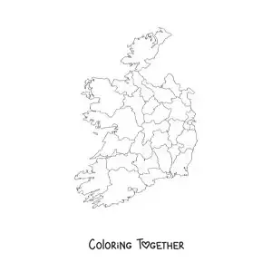Coloring page of a political map of Ireland