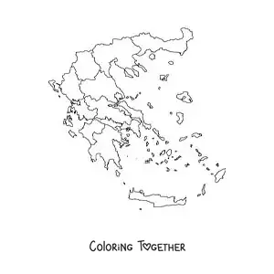 Coloring page of a political map of Greece