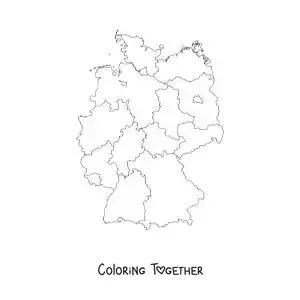 Coloring page of a political map of Germany