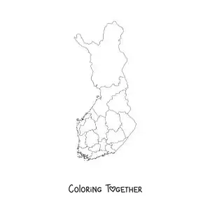 Coloring page of a political map of Finland