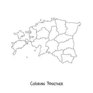 Coloring page of a political map of Estonia