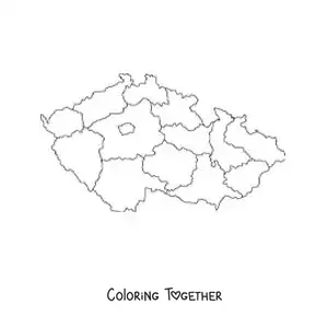 Coloring page of a political map of the Czech Republic