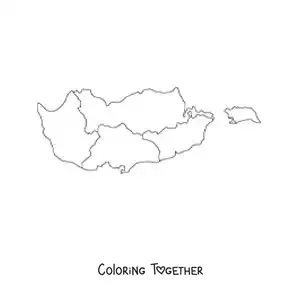 Coloring page of a political map of Cyprus