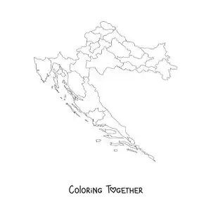 Coloring page of a political map of Croatia