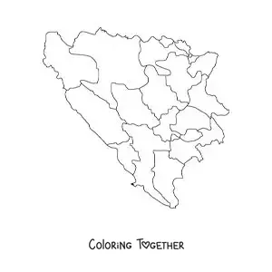 Coloring page of a political map of Bosnia and Herzegovina