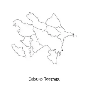 Coloring page of a political map of Azerbaijan