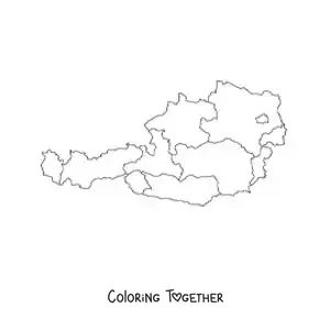 Coloring page of a political map of Austria