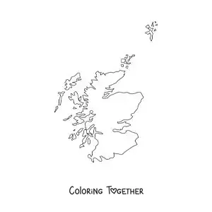 Coloring page of a political map of Scotland