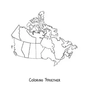 Coloring page of a political map of China