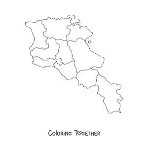 Coloring page of a political map of Armenia