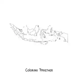Coloring page of a political map of Indonesia