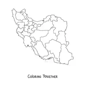Coloring page of a political map of Iran
