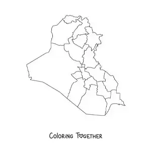 Coloring page of a political map of Iraq