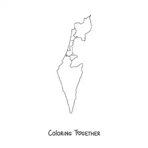 Coloring page of a political map of Israel