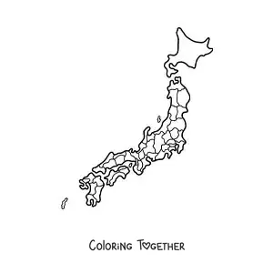 Coloring page of a political map of Japan