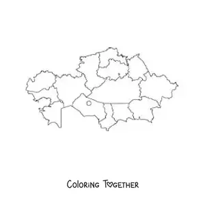 Coloring page of a political map of Kazakhstan