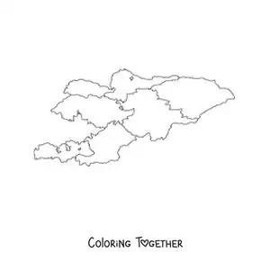 Coloring page of a political map of Kyrgyzstan