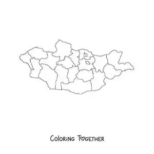 Coloring page of a political map of Mongolia