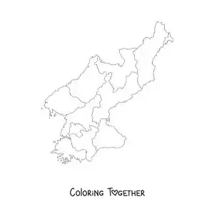 Coloring page of a political map of North Korea