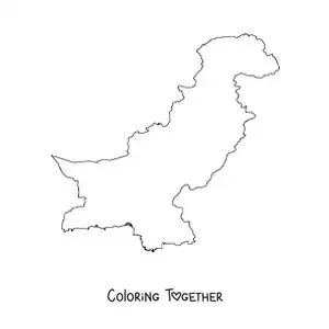 Coloring page of a political map of Pakistan