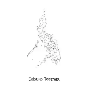 Coloring page of a political map of the Philippines