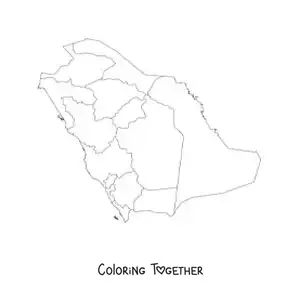 Coloring page of a political map of Saudi Arabia