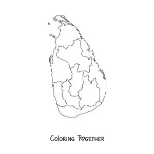 Coloring page of a political map of Sri Lanka
