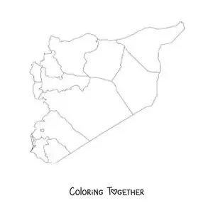 Coloring page of a political map of Syria