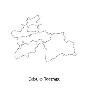Coloring page of a political map of Tajikistan