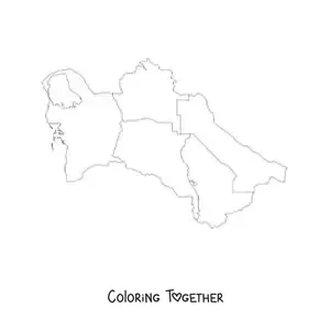 Coloring page of a political map of Turkmenistan
