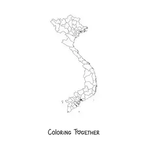 Coloring page of a political map of Vietnam