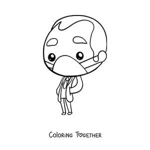 Coloring page of a kawaii doctor with a coat and a face mask