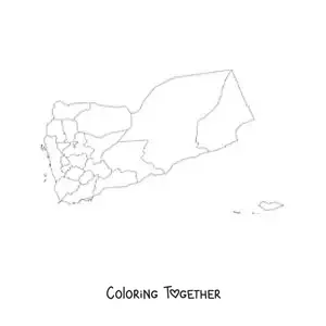 Coloring page of a political map of Yemen