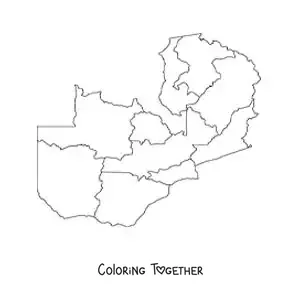 Coloring page of a political map of Zambia