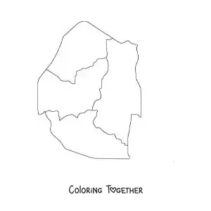 Coloring page of a political map of Eswatini
