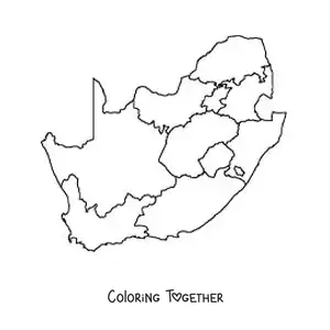 Coloring page of a political map of South Africa