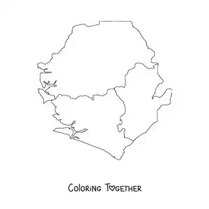 Coloring page of a political map of Sierra Leone