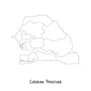 Coloring page of a political map of Senegal