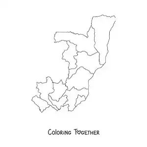 Coloring page of a political map of the Congo