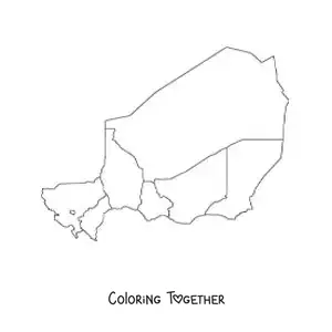 Coloring page of a political map of Niger