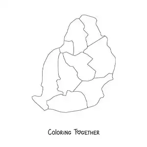 Coloring page of a political map of Mauritius