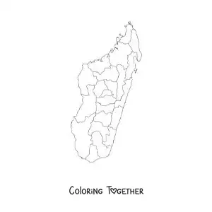 Coloring page of a political map of Madagascar